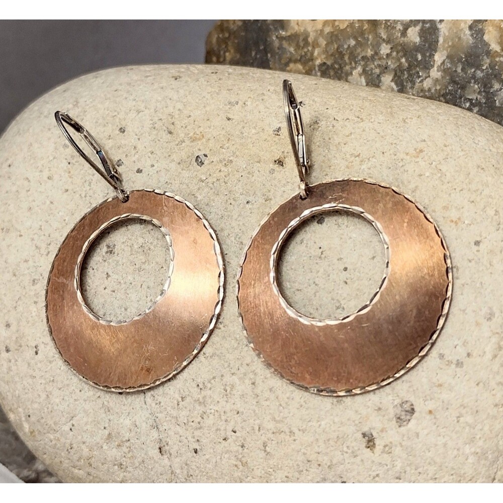 JCM Jacmel Mauritius Sterling Silver Textured Hoop Dangle Earrings